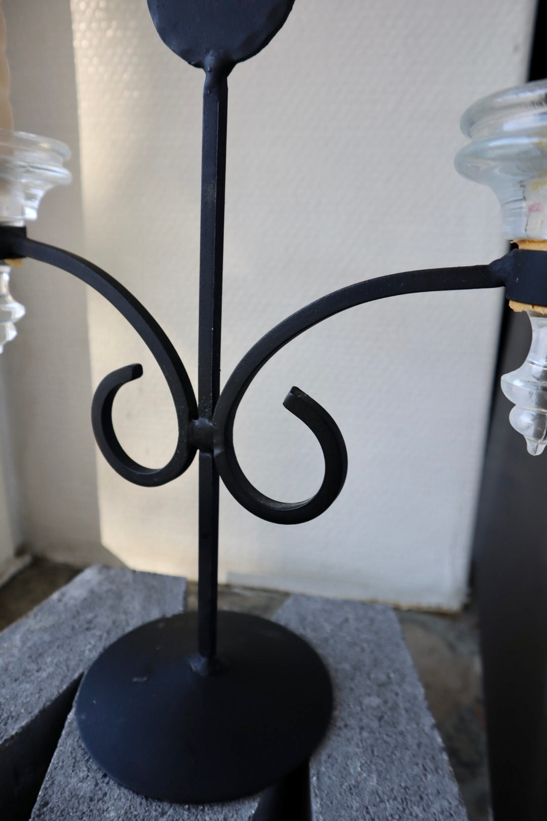 Ljusstake, smide, glas