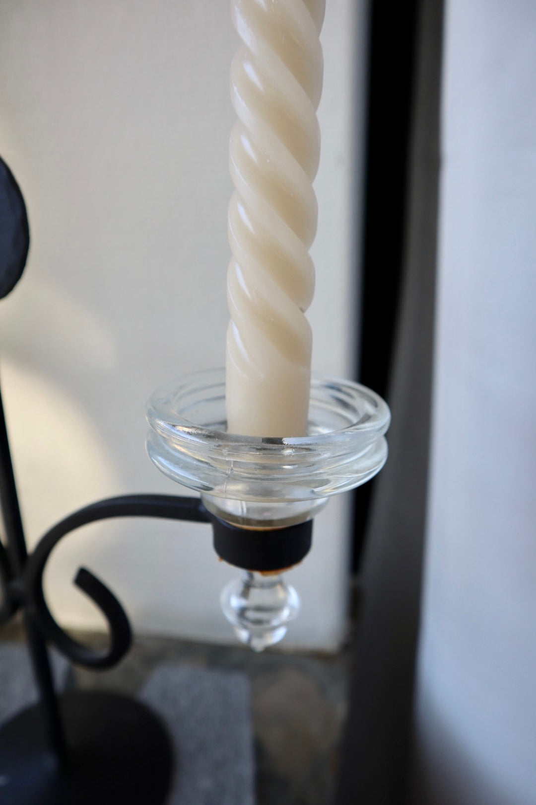 Ljusstake, smide, glas