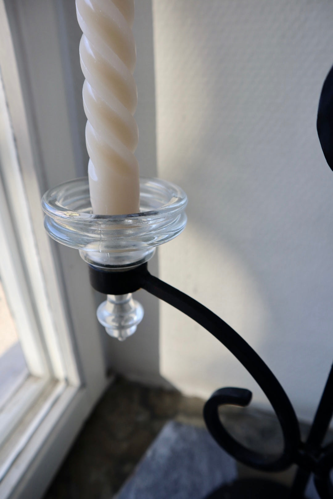 Ljusstake, smide, glas